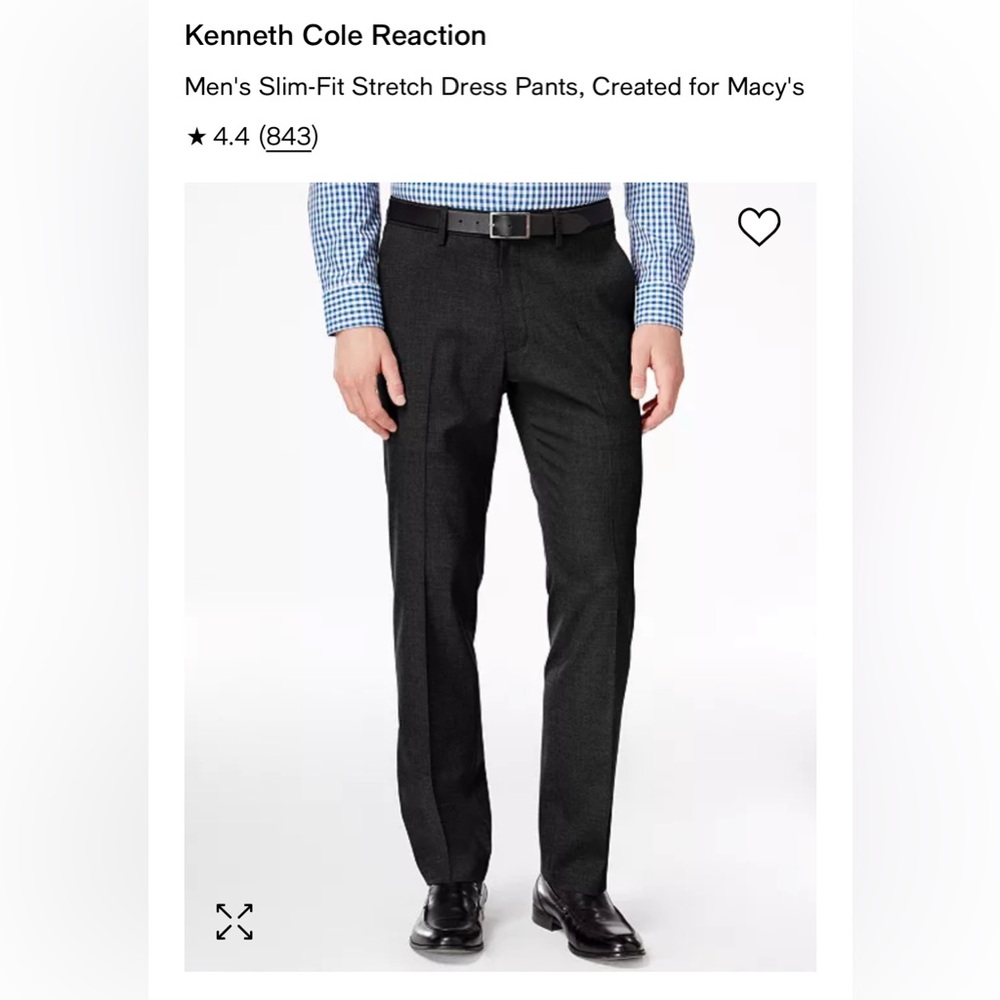 Kenneth Cole Reaction Men's Slim-Fit Black Dress Pant